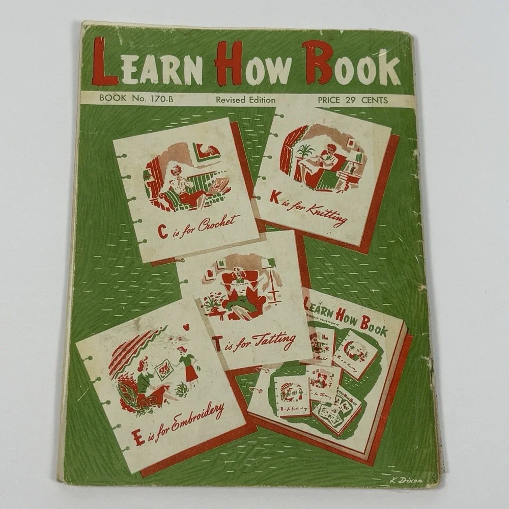 1959 Coats & Clark Learn How Book 170-B‎ Crochet Knit Tatting Embroidery Vintage